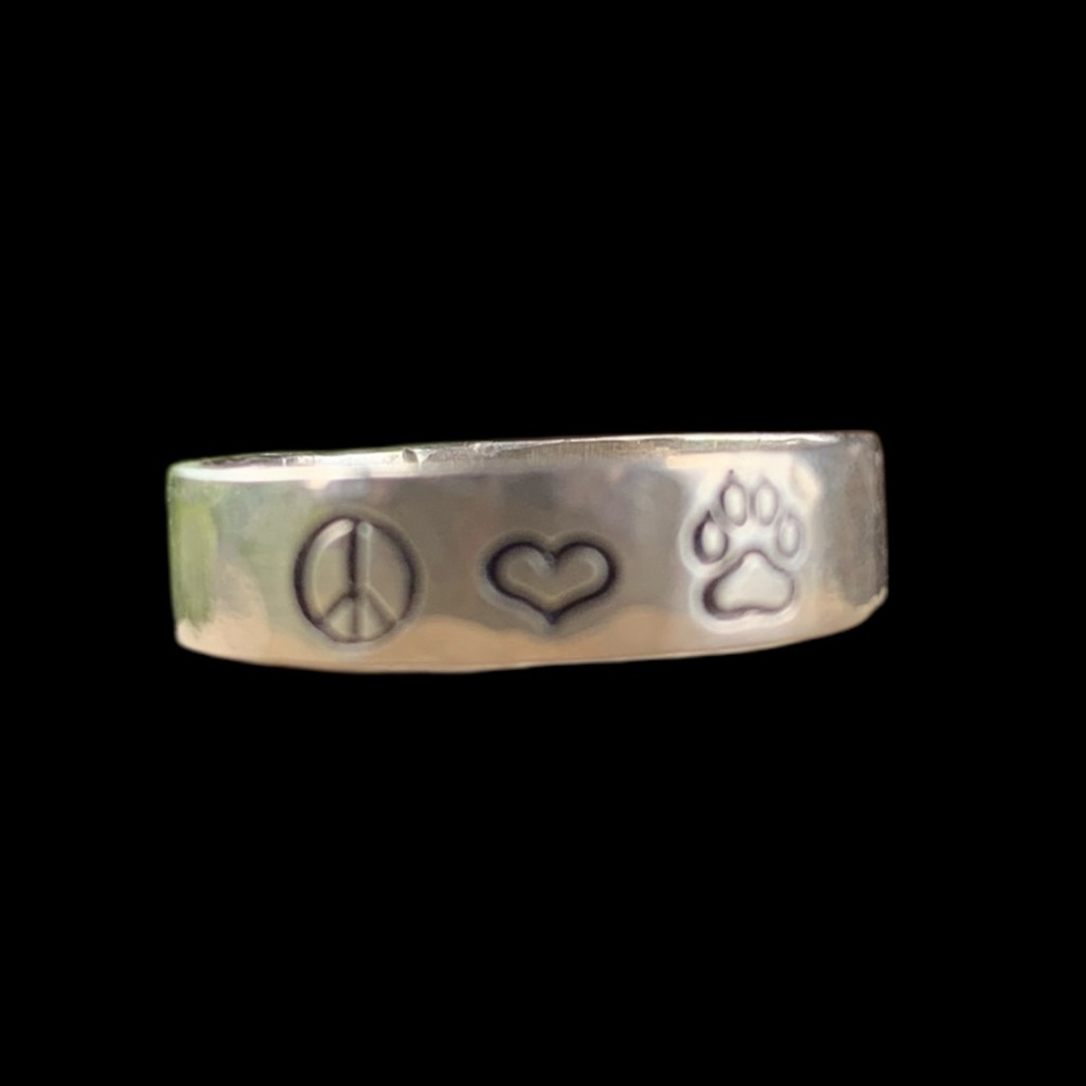 Peace Love Paws Sterling Silver Ring